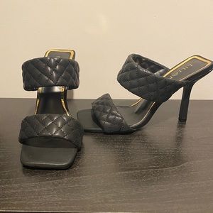 Black double strap mules